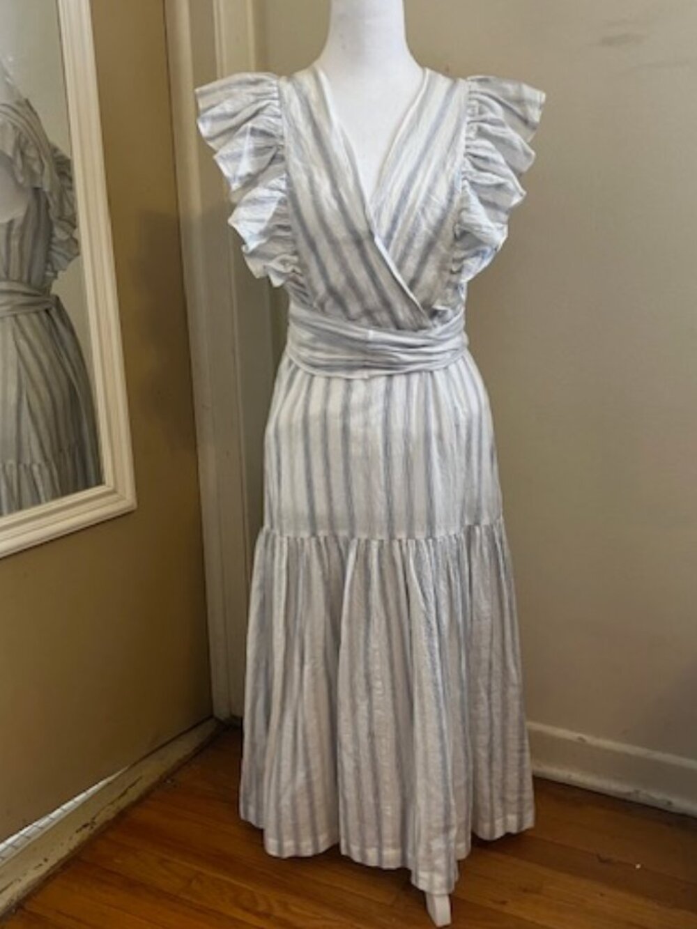 Rebecca Taylor Summer Blue and White Ruffled Dress